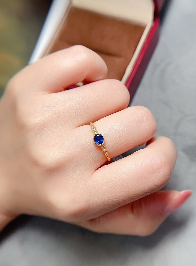 18K gold sapphire ring - 5