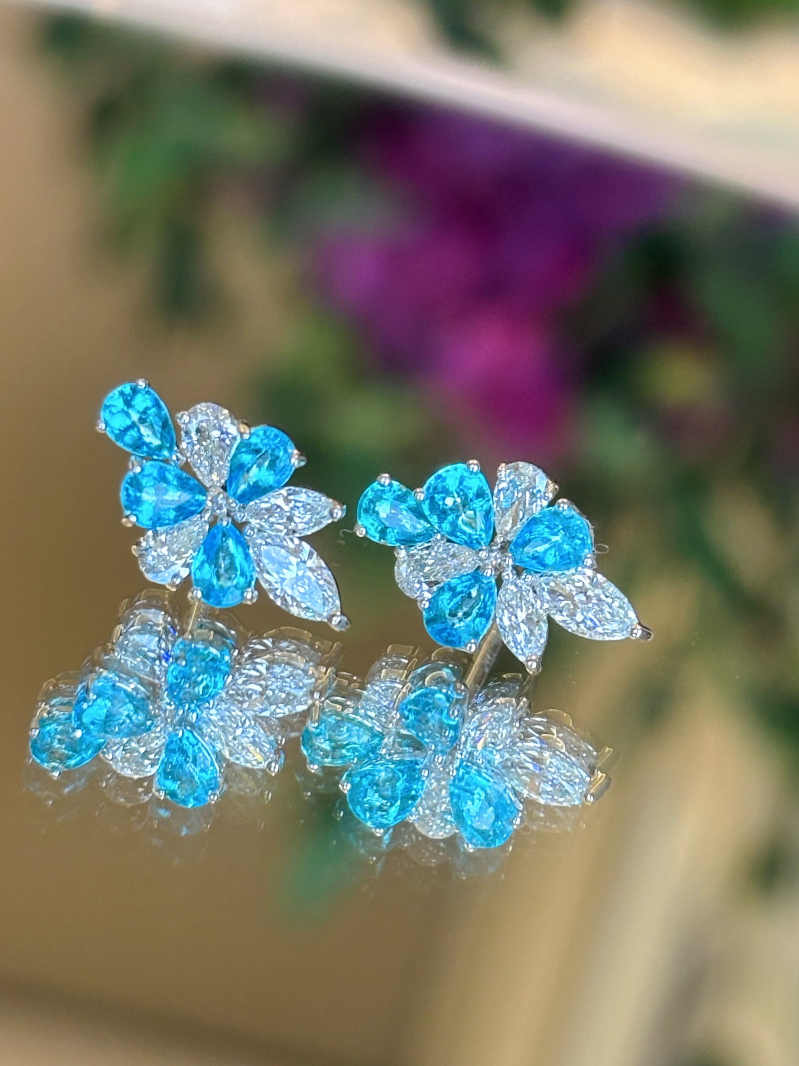 18K gold Paraiba stud earrings - 3
