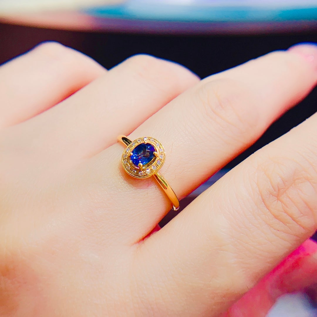 18K gold sapphire ring - 5