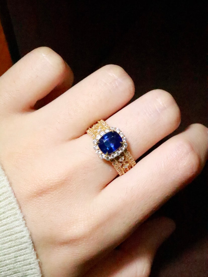 18K gold sapphire ring - 5