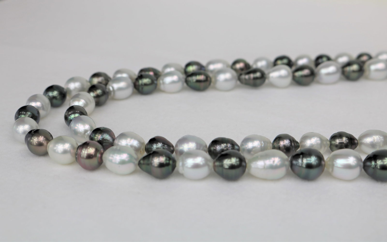 7-11mm Tahitian and SouthSea Multi Color Drop Baroque Long Necklace with 14k Clasp - 2