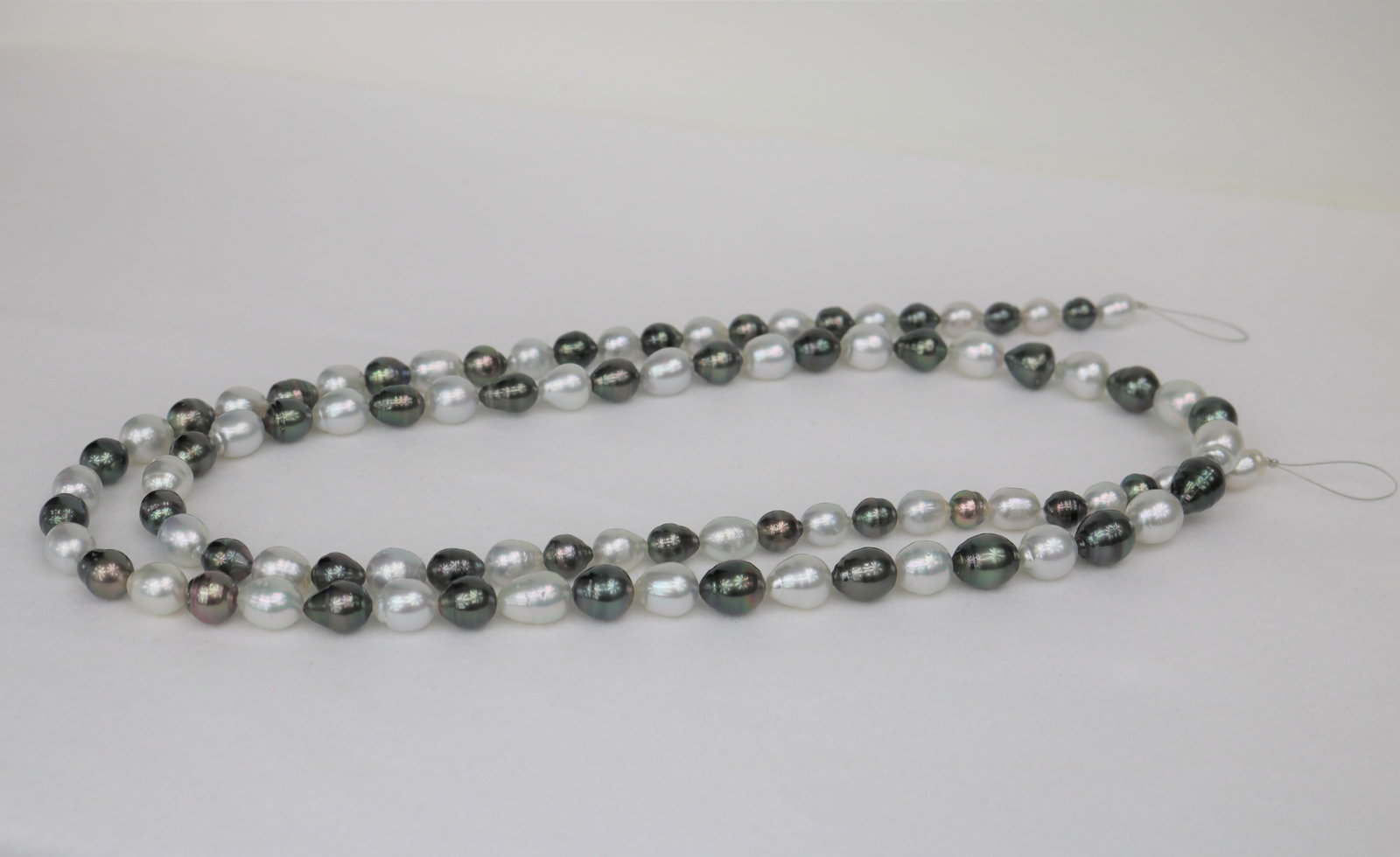 7-11mm Tahitian and SouthSea Multi Color Drop Baroque Long Necklace with 14k Clasp - 3