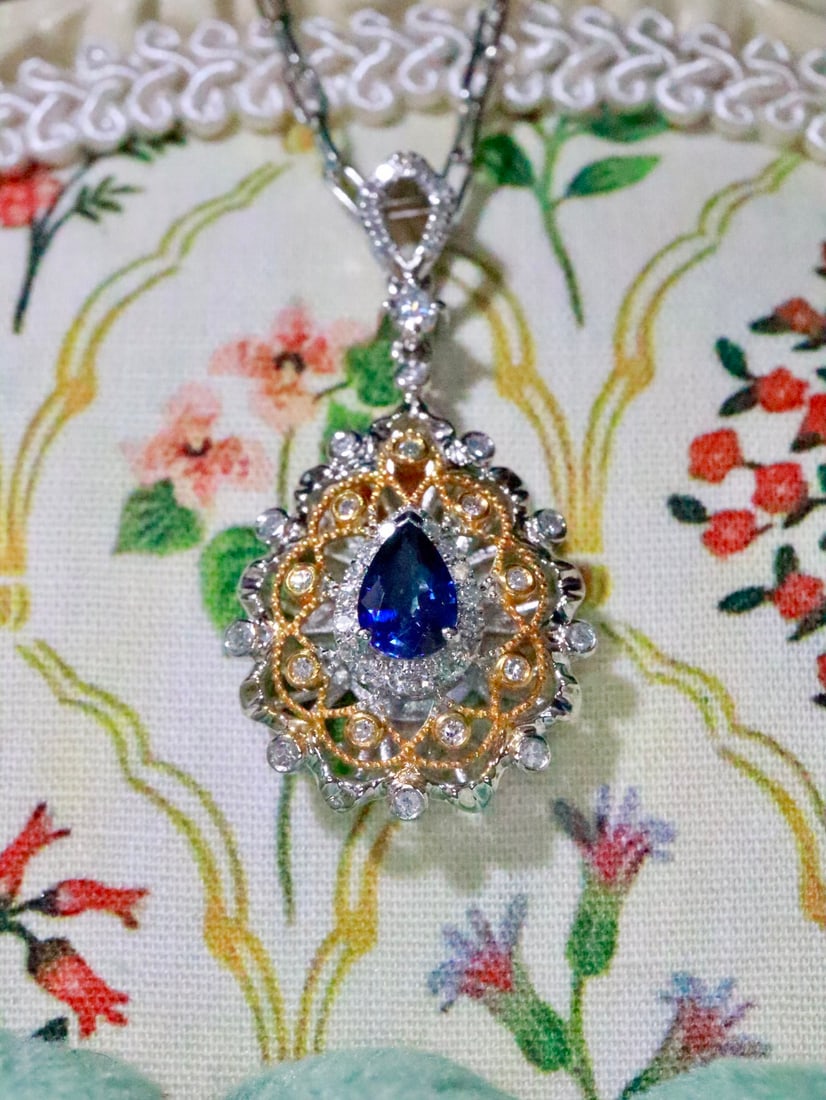 PT950 sapphire pendant - 2