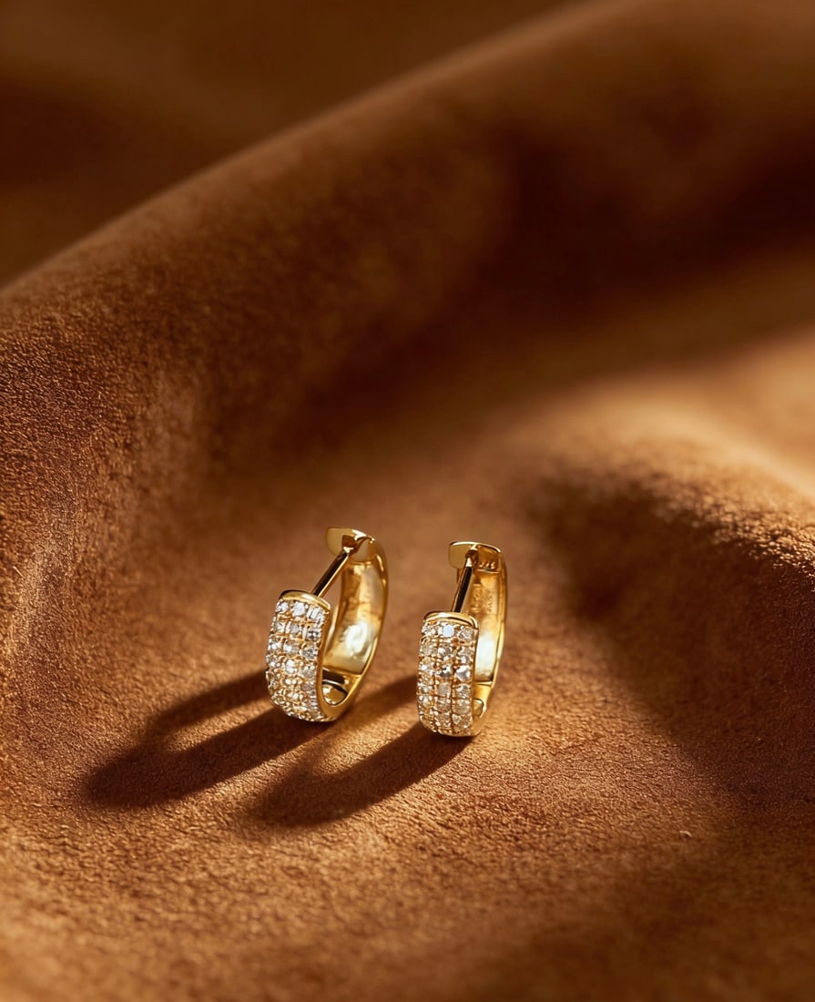 18K gold natural diamond stud earrings - 4