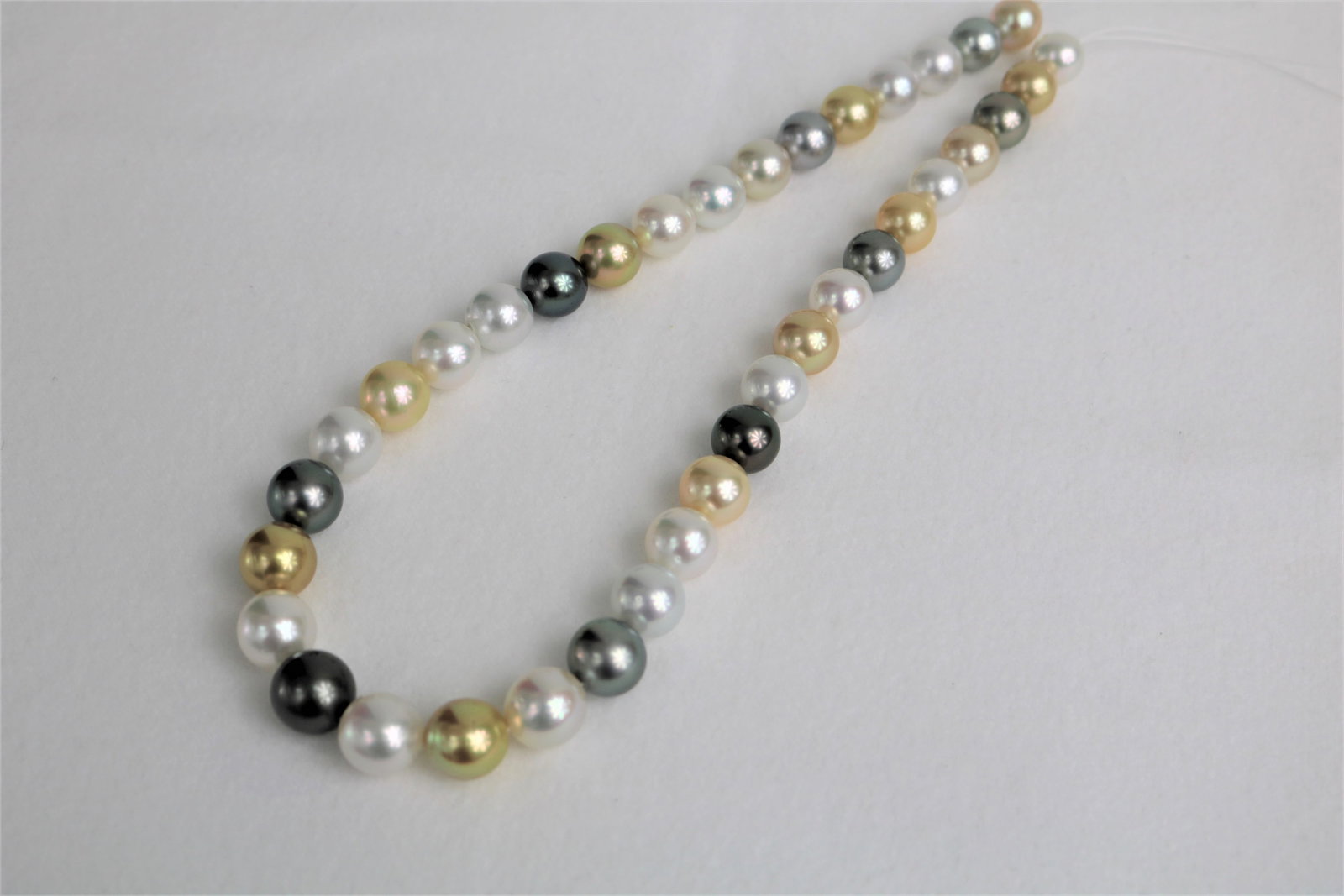 10-12mm Golden South Sea and Tahitian Multi Color Round Necklace with 14k Clasp - 3