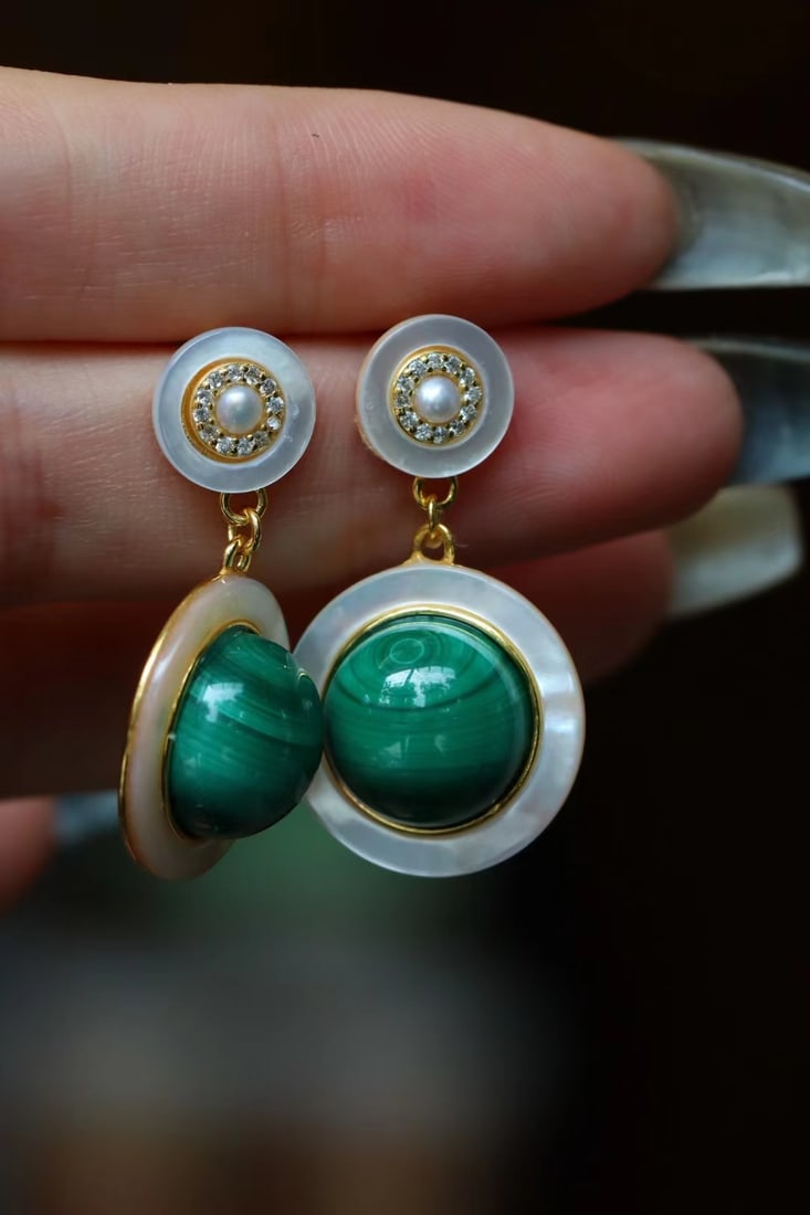 Peacock stone earrings - 2