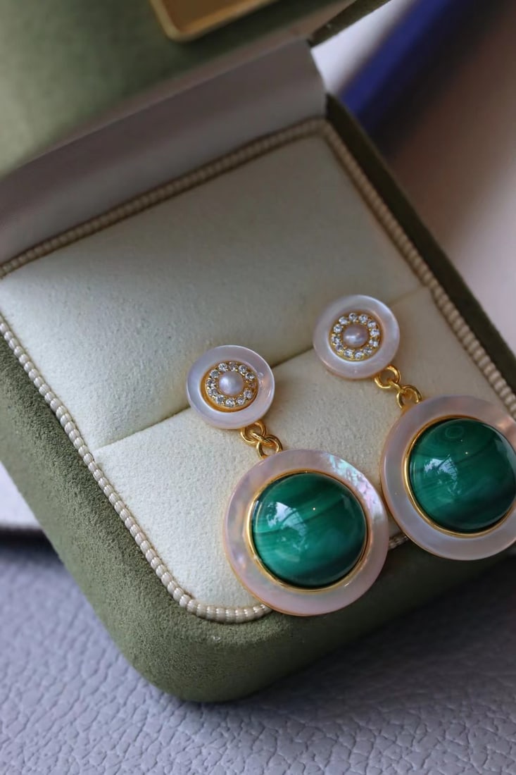 Peacock stone earrings - 7