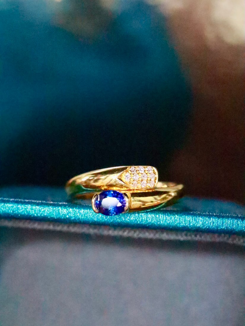 18K gold sapphire ring - 4