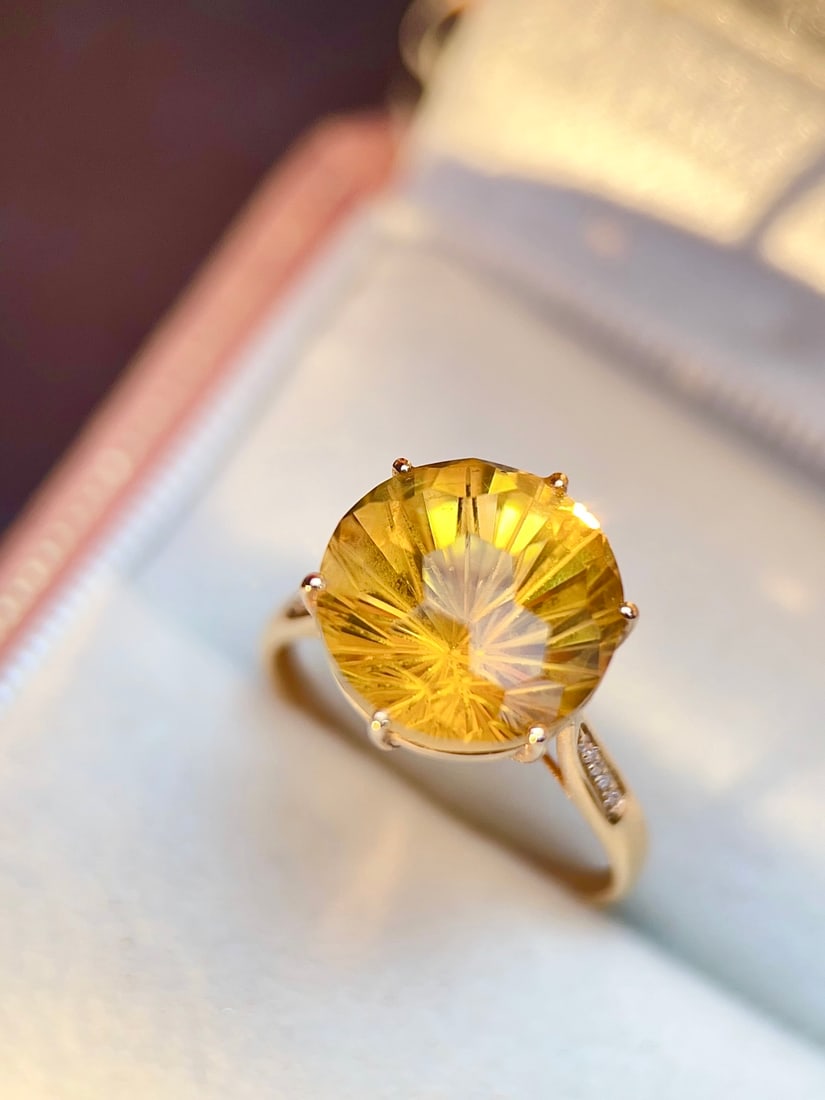 18K gold yellow crystal ring - 2