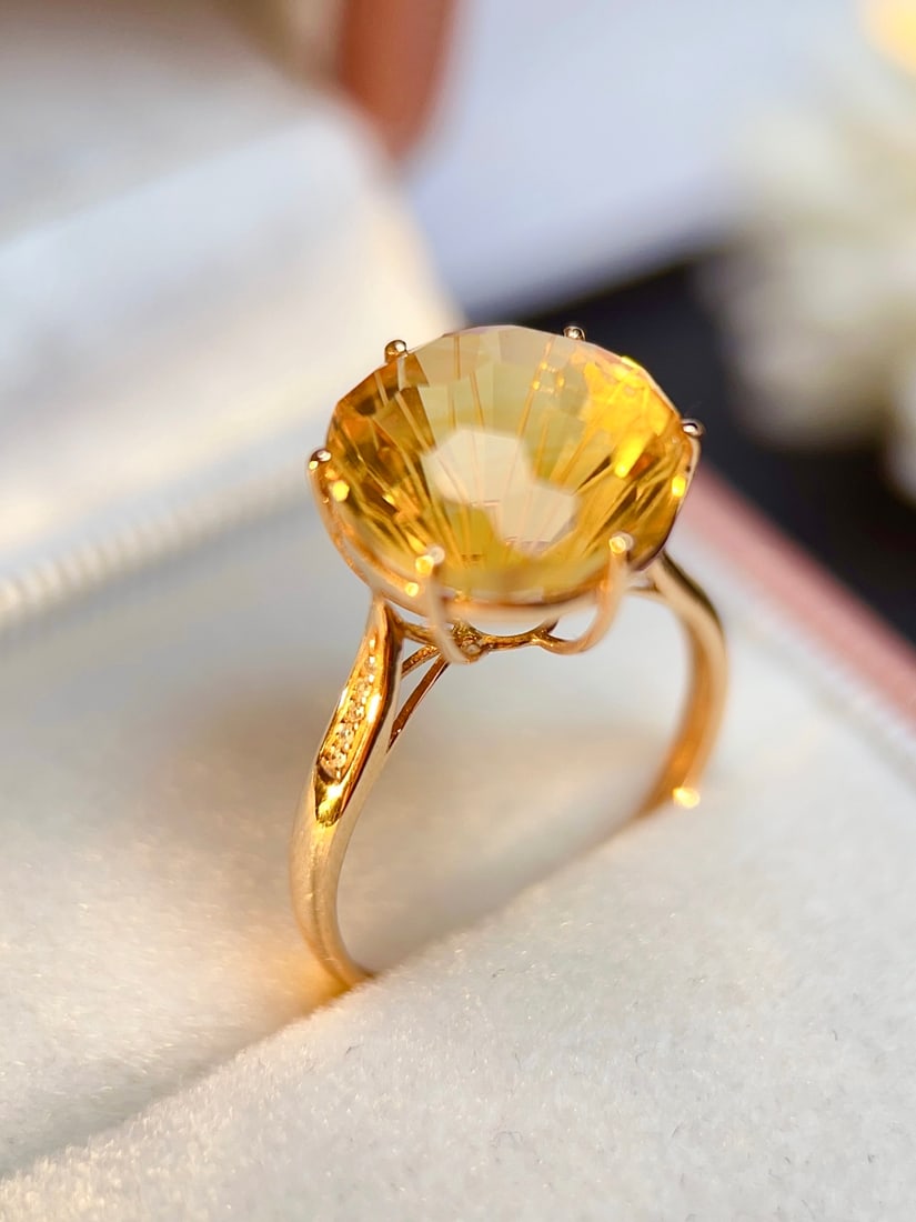 18K gold yellow crystal ring - 3