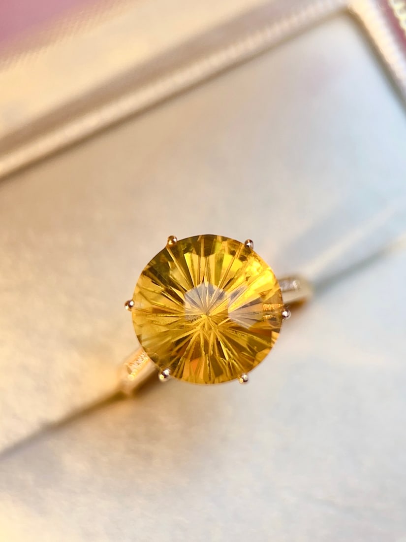 18K gold yellow crystal ring - 5