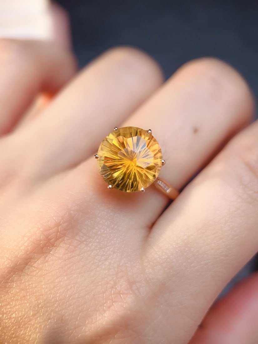 18K gold yellow crystal ring - 6