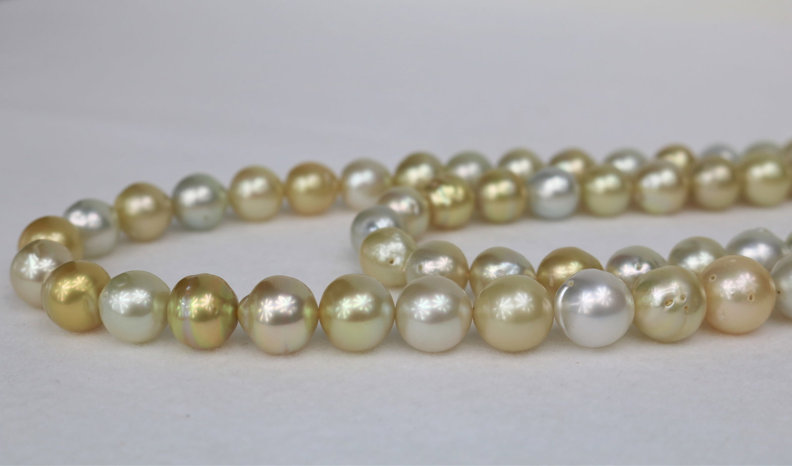 8-13mm South Sea White and Gold Near Round Long Necklace with 14k Clasp - 2