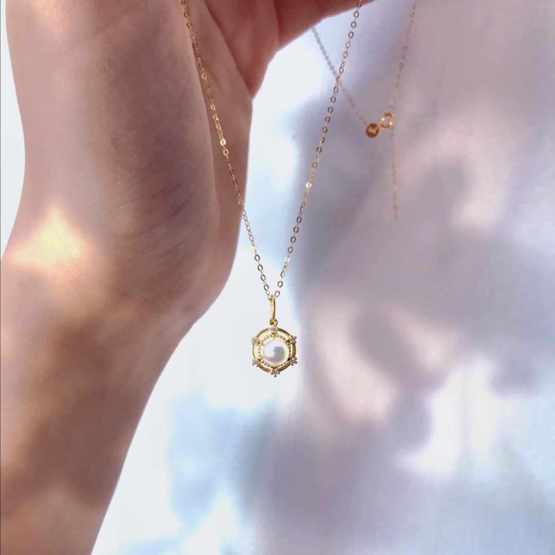 18K gold diamond pearl necklace - 2