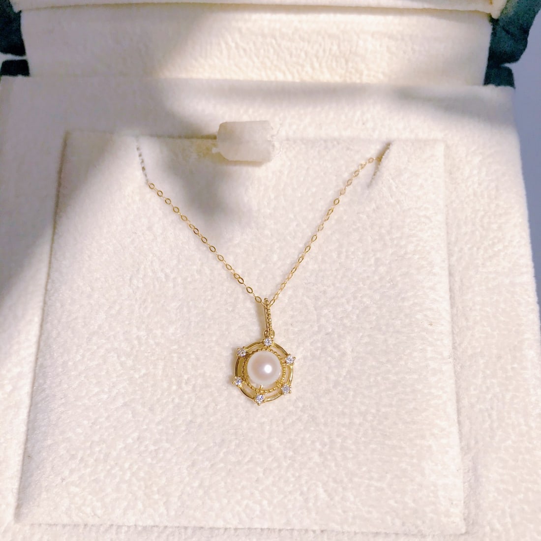 18K gold diamond pearl necklace - 4