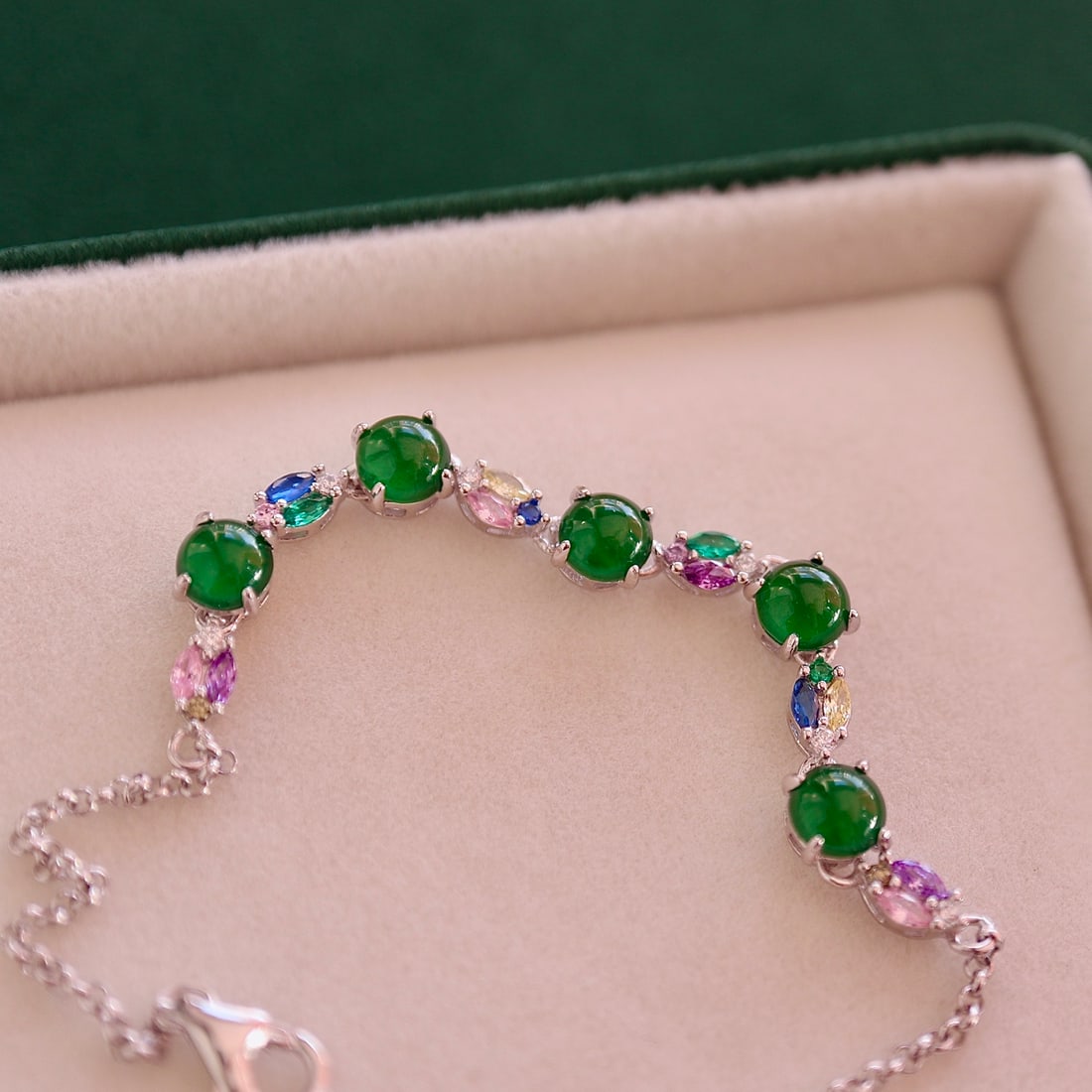 Sterling silver jade bracelet - 2