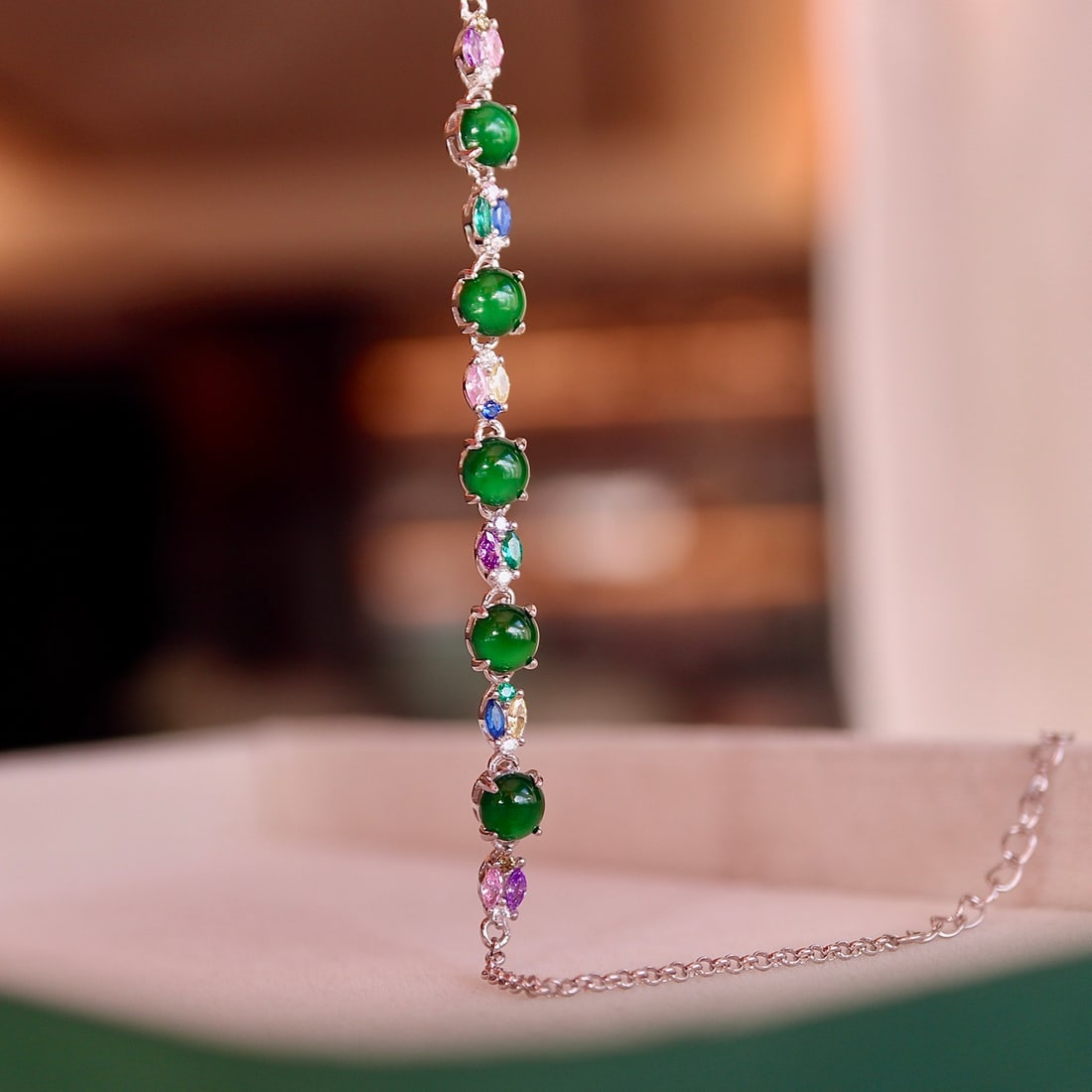 Sterling silver jade bracelet - 4