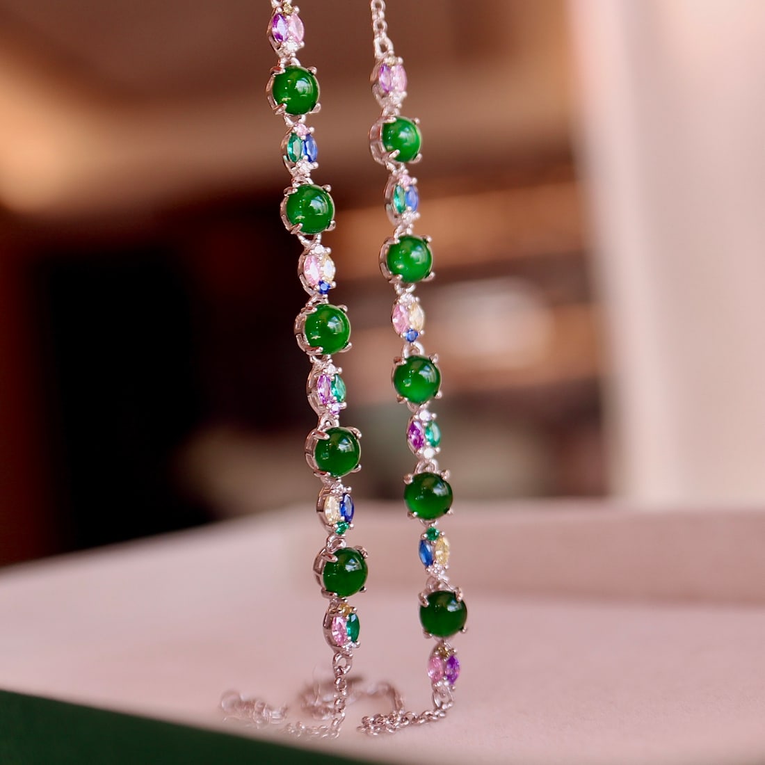 Sterling silver jade bracelet - 5