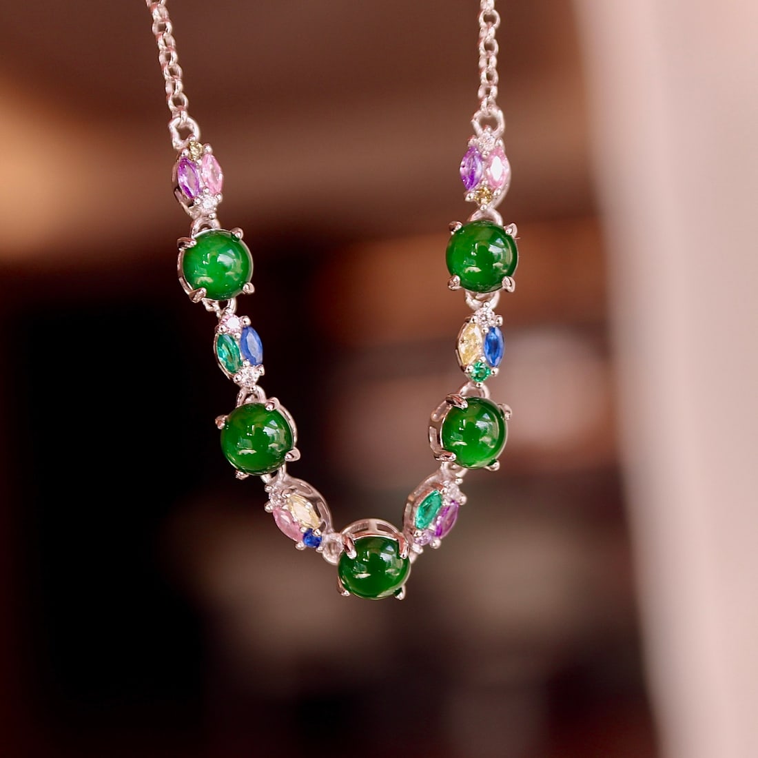 Sterling silver jade bracelet - 7