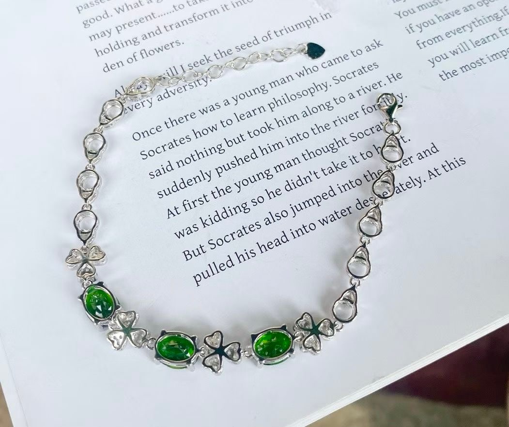 925 silver heart-shaped chain linked to a luminous stone bracelet - 2