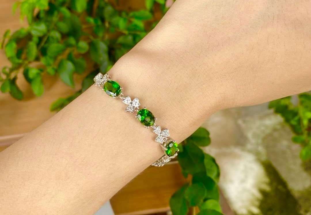 925 silver heart-shaped chain linked to a luminous stone bracelet - 4