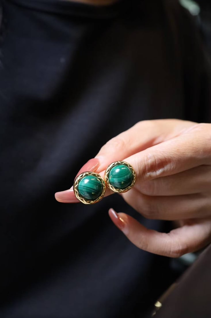 Silver-plated peacock stone set - 2