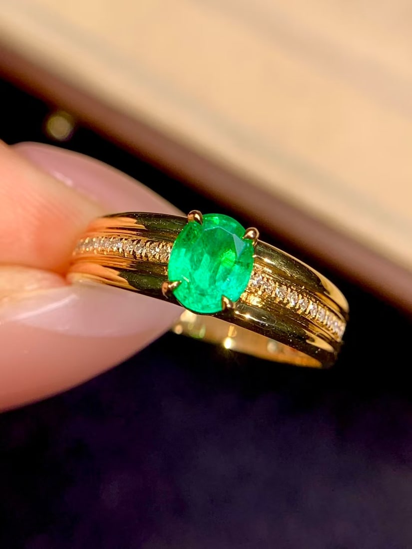 18K gold emerald ring - 2