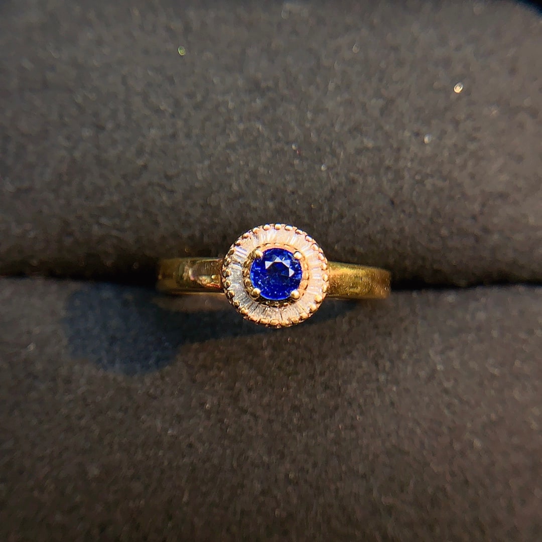 18K gold diamond-set sapphire ring - 2