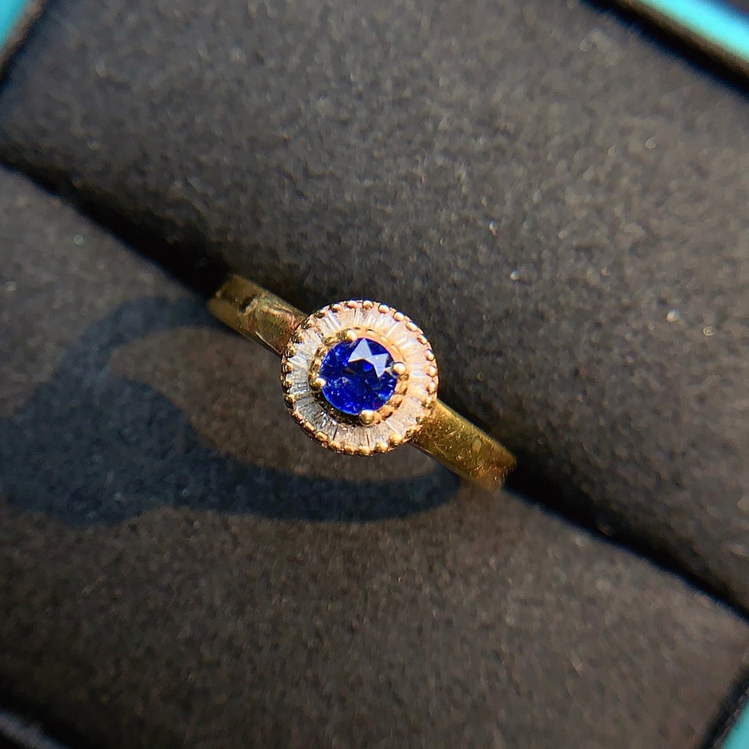 18K gold diamond-set sapphire ring - 3