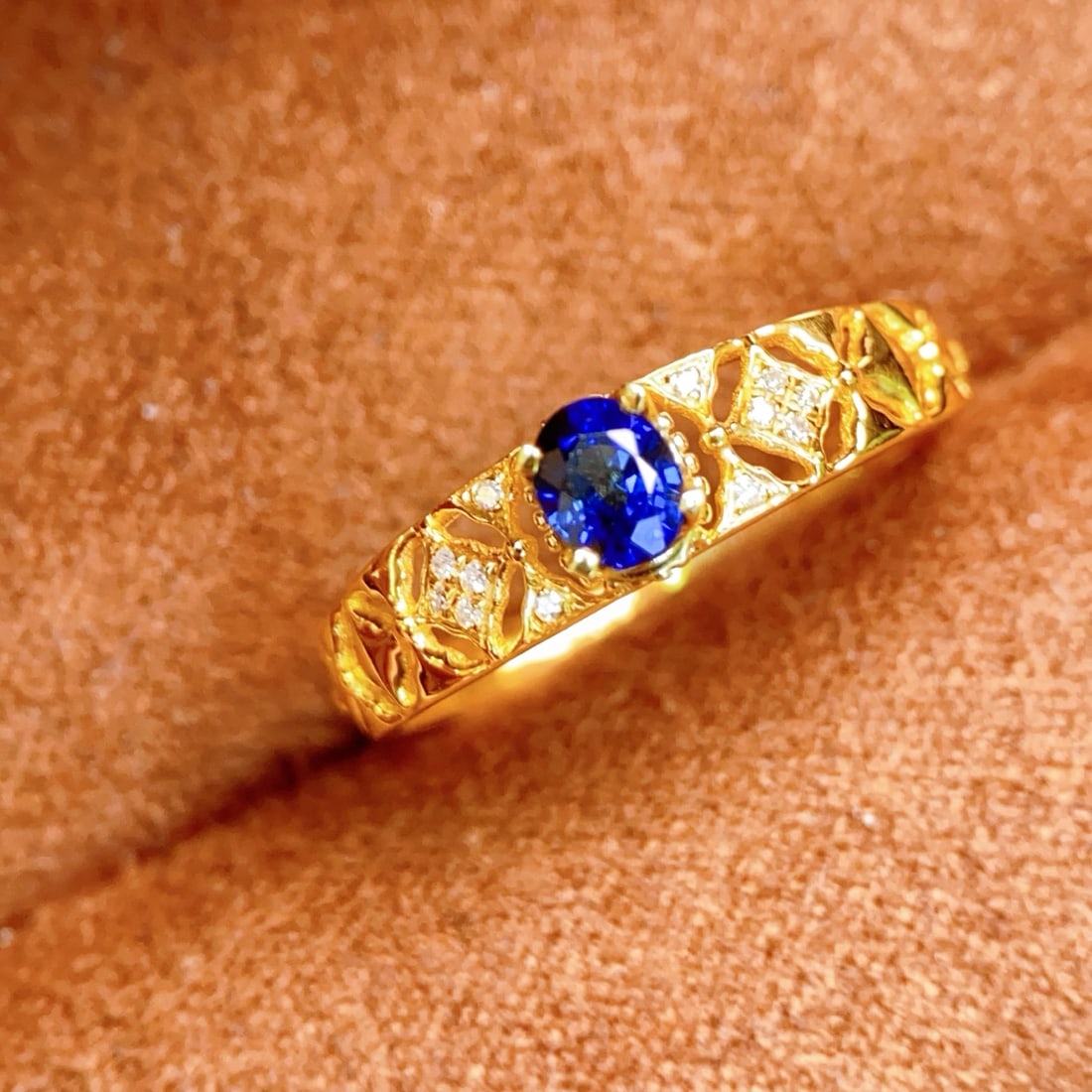 18K gold sapphire ring - 2