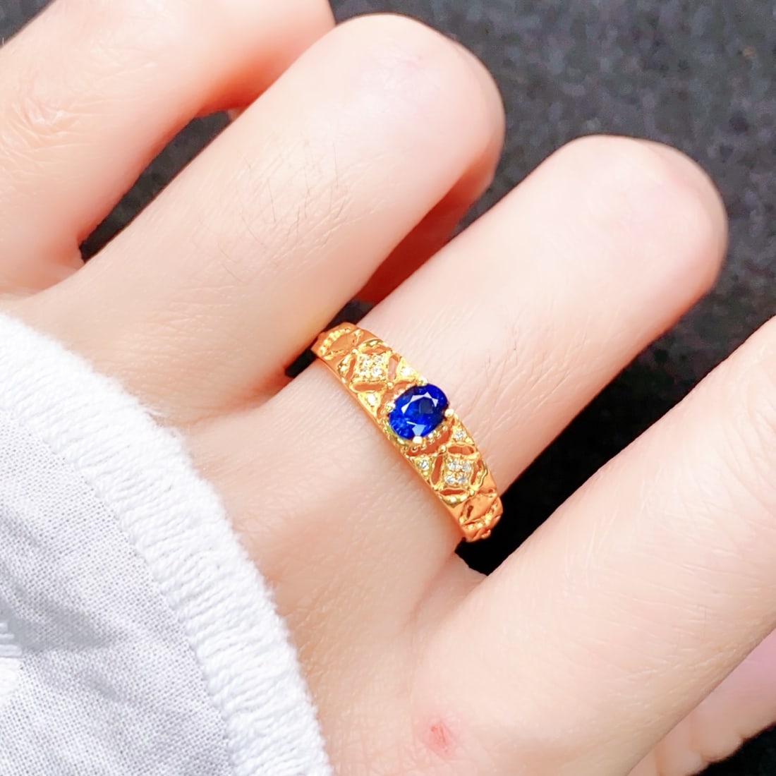 18K gold sapphire ring - 4