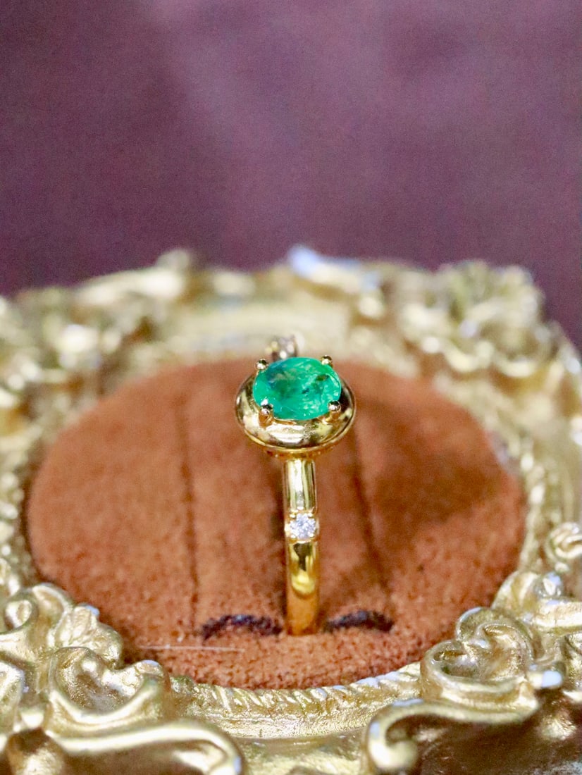 18K gold emerald ring - 2