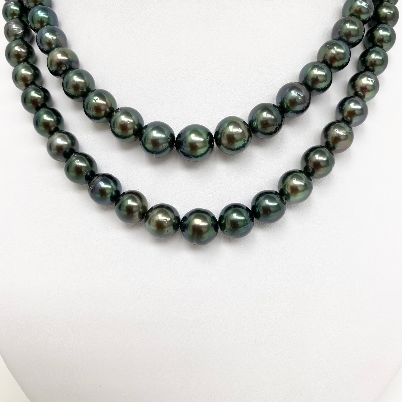 8-10mm Tahitian Peacock Near-Round Double-Strand Pearl Necklace with 14k Clasp - 2