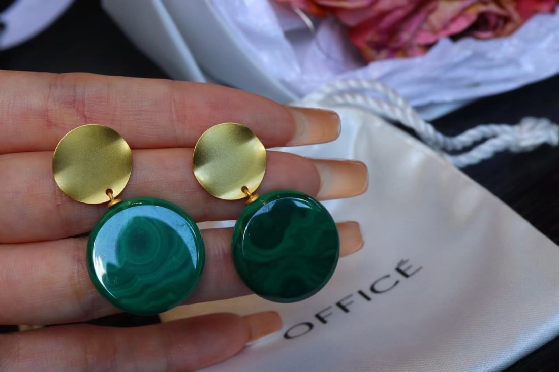 Peacock stone earrings - 2