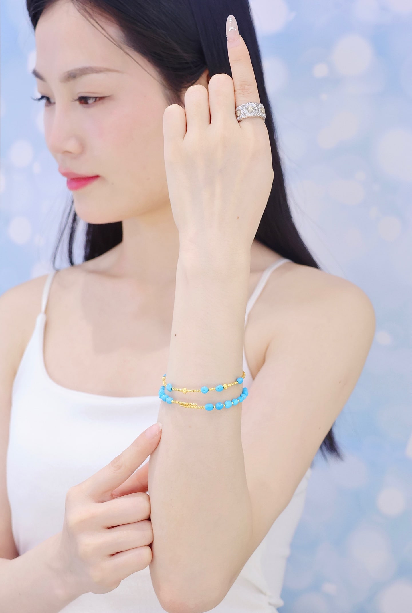 18K gold turquoise bracelet - 5