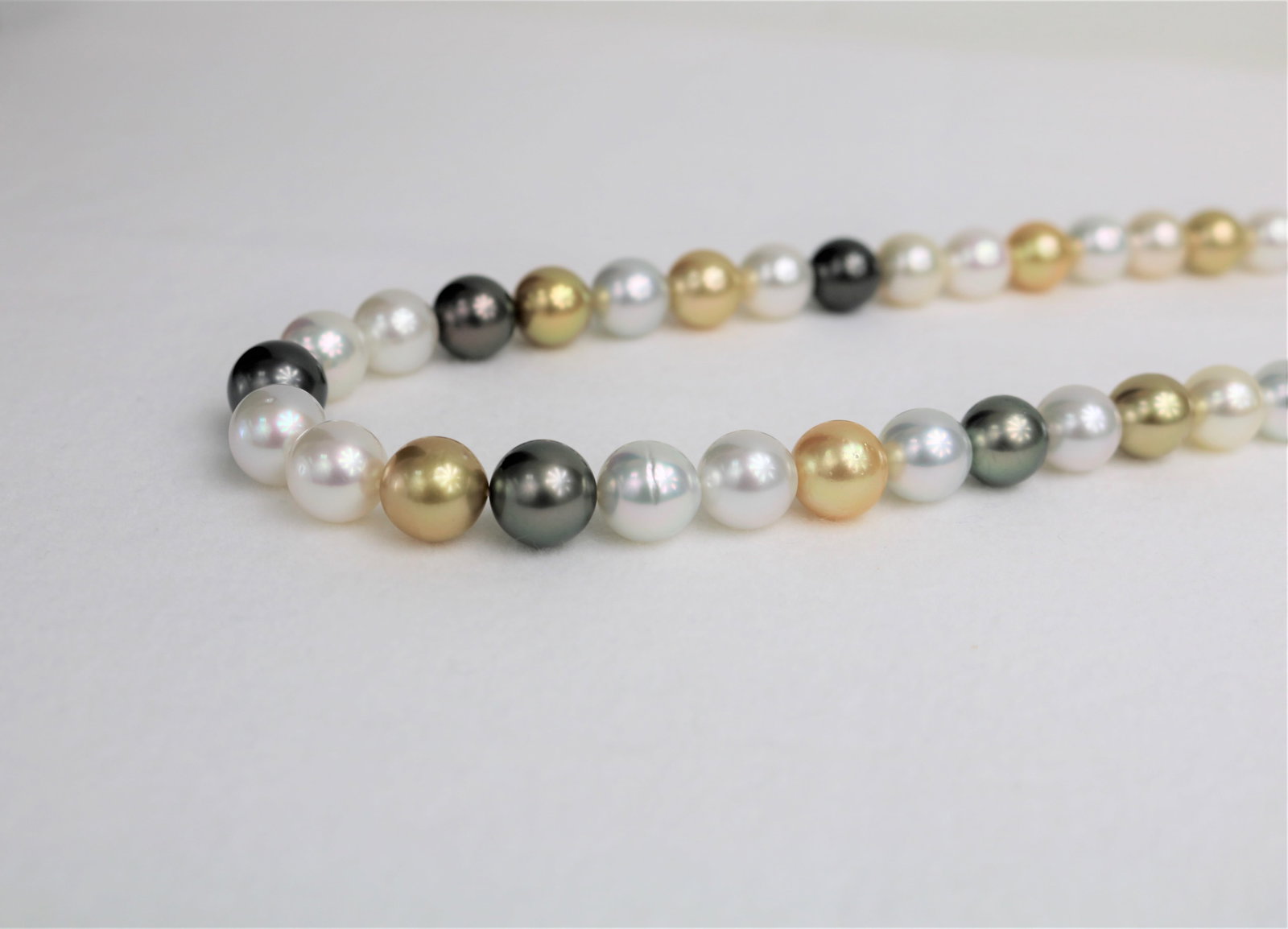 10-12mm Golden South Sea and Tahitian Multi Color Round Necklace with 14k Clasp - 2