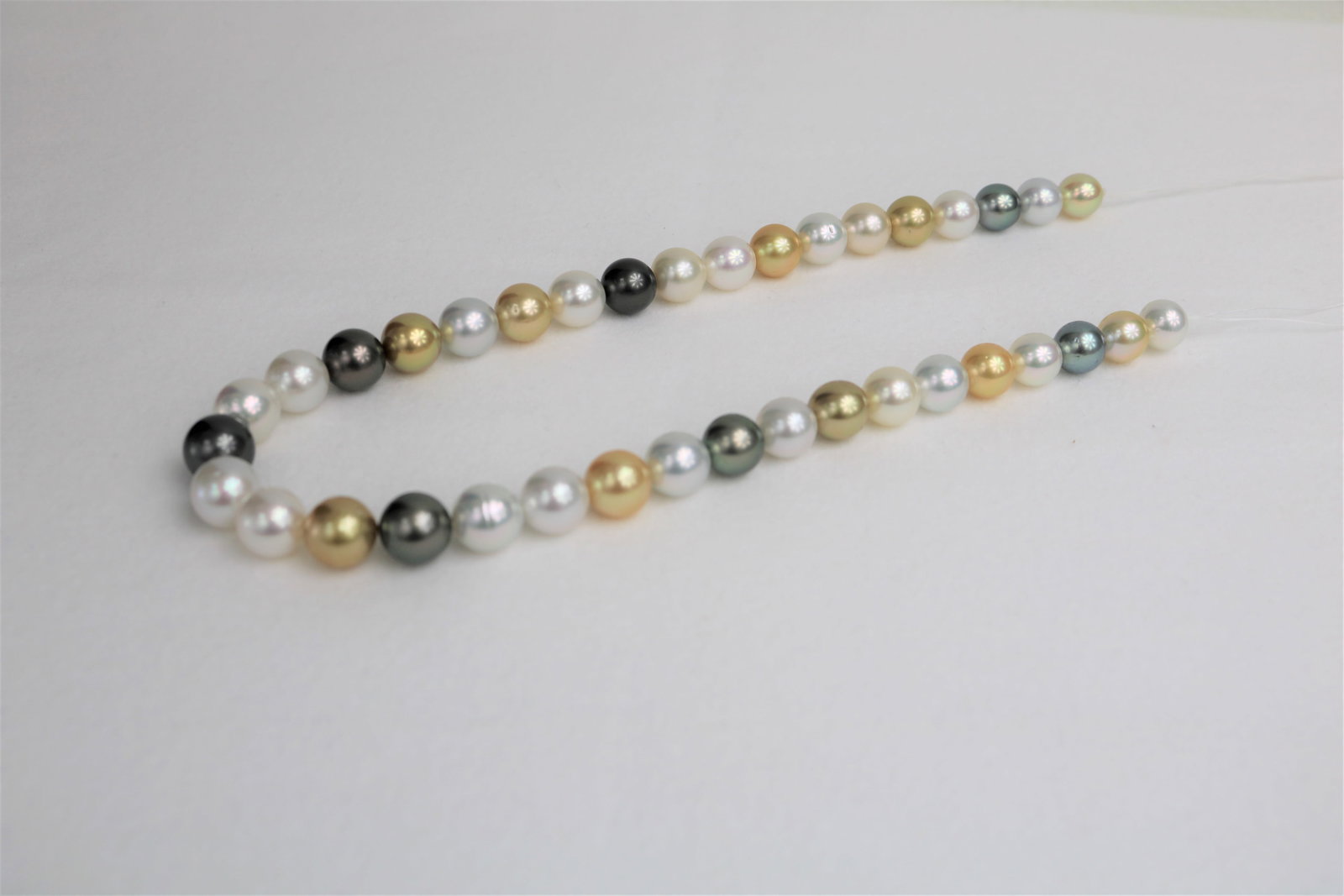 10-12mm Golden South Sea and Tahitian Multi Color Round Necklace with 14k Clasp - 3