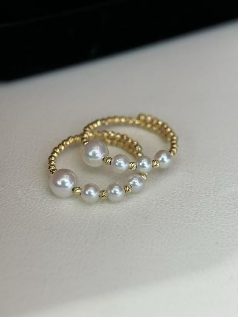 18K Gold Natural Akoya Saltwater Pearl Ring (1 of 4)