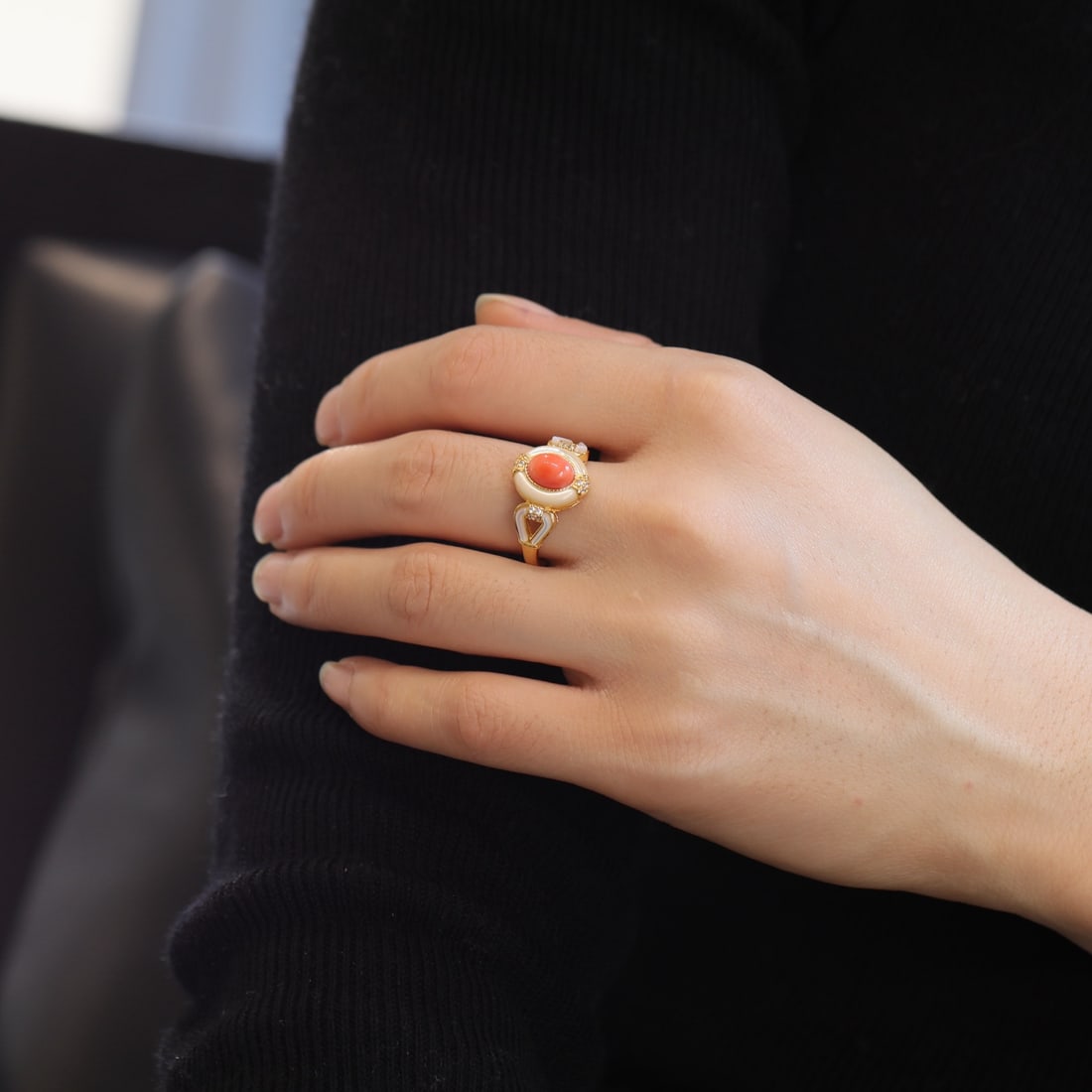 S925 Silver Red Coral Ring - 2