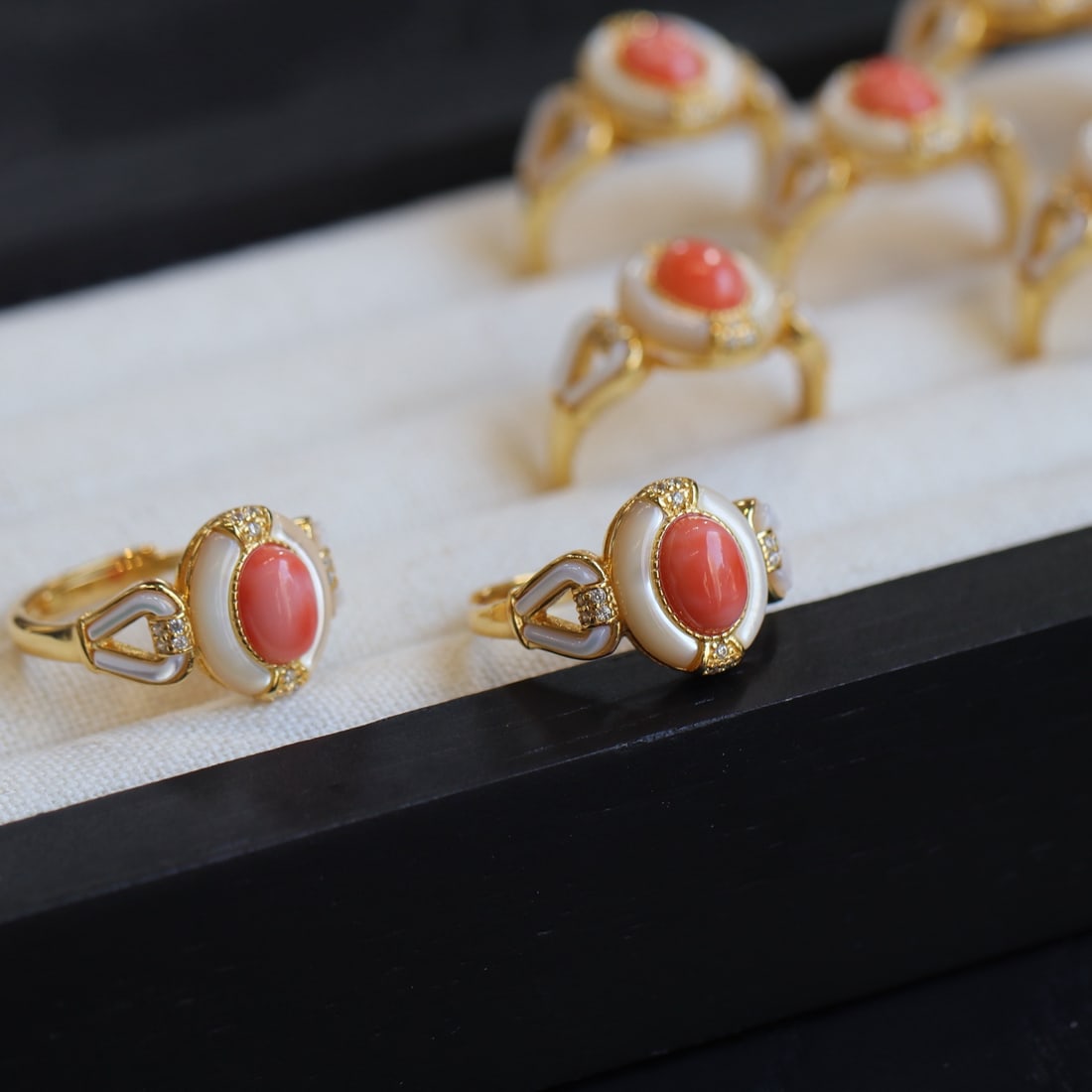 S925 Silver Red Coral Ring - 3
