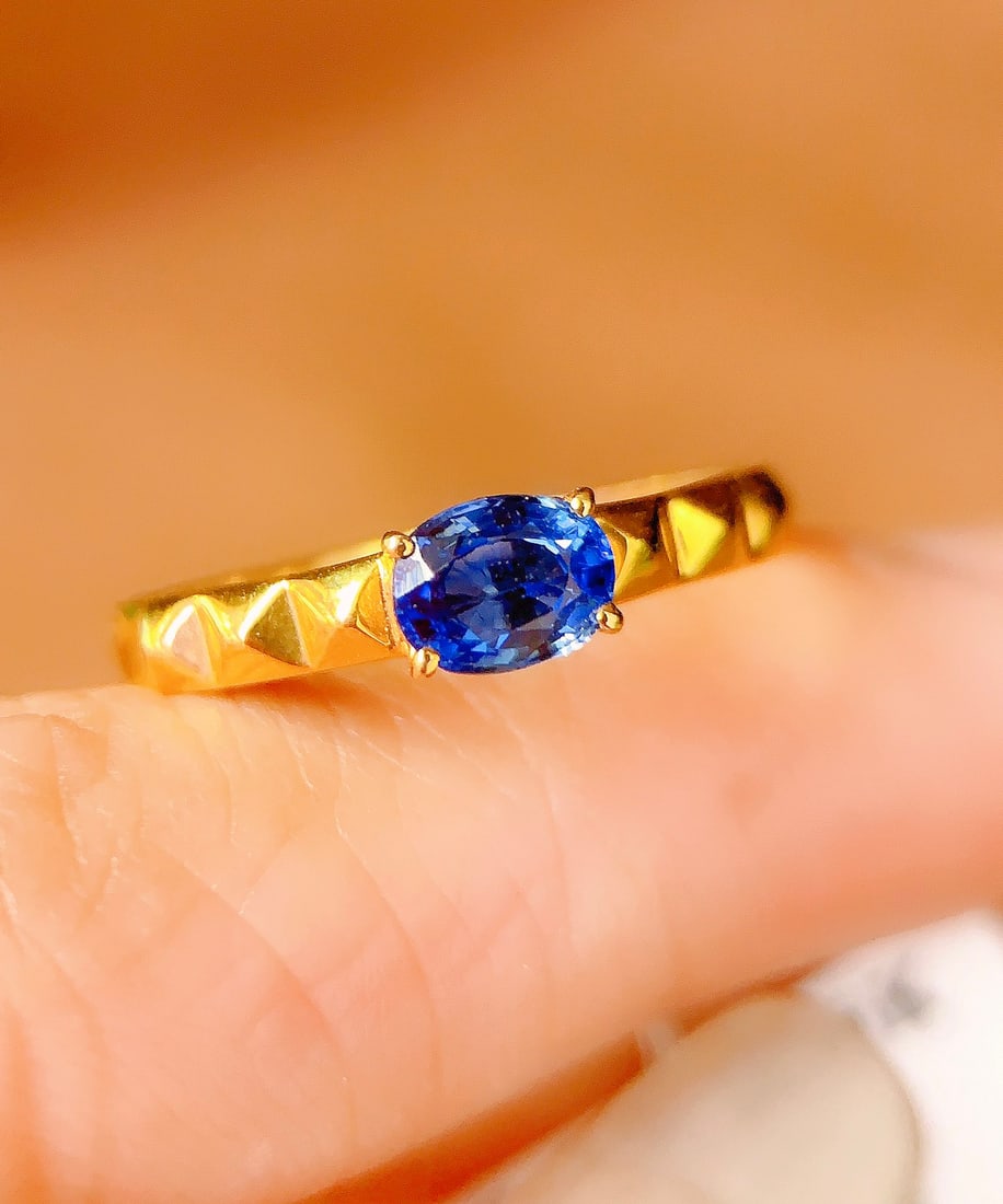 18K gold sapphire ring - 2