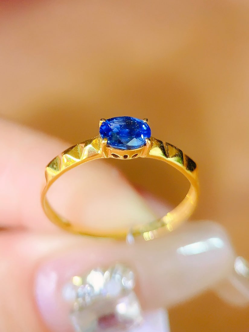 18K gold sapphire ring - 5