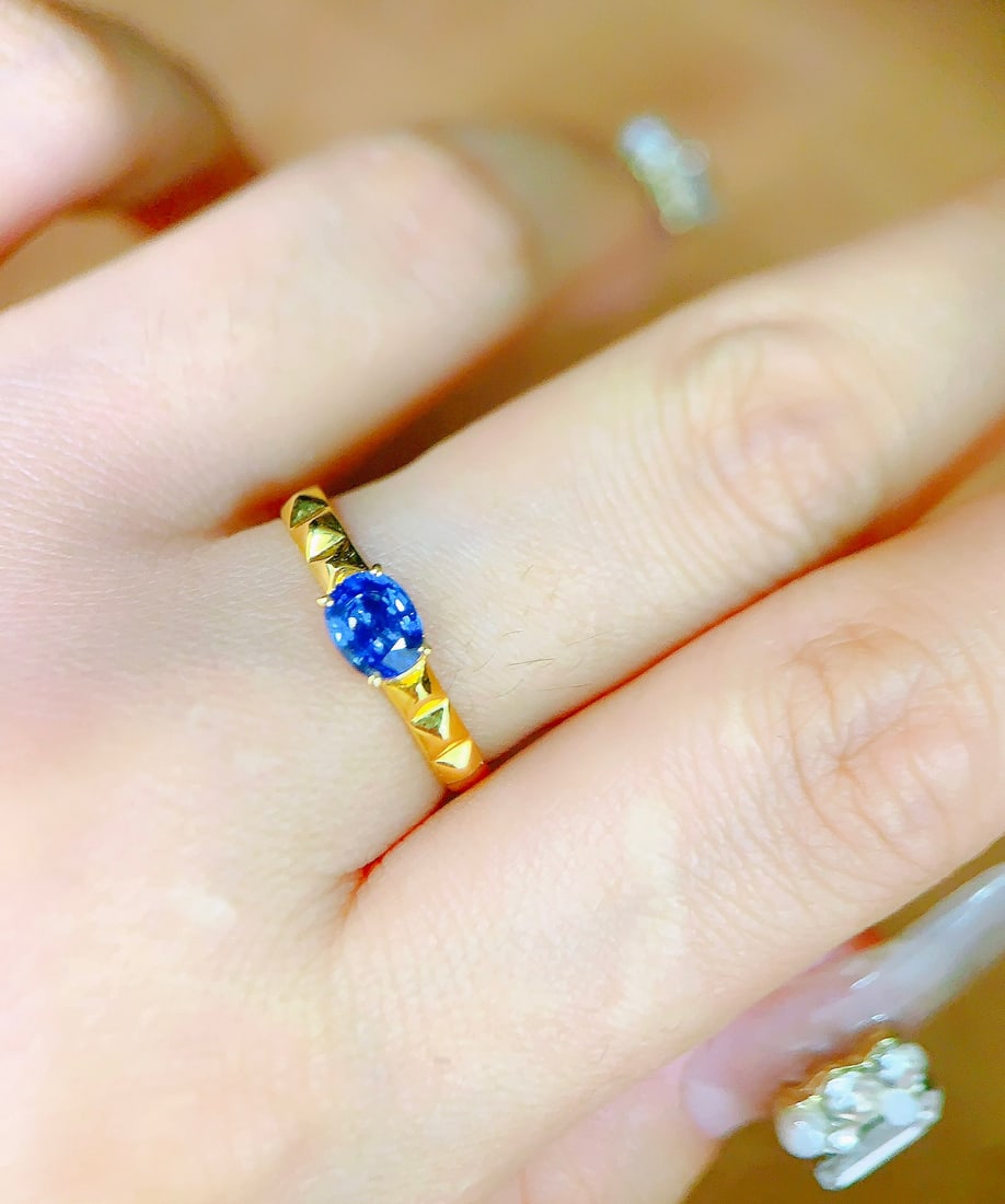 18K gold sapphire ring - 6