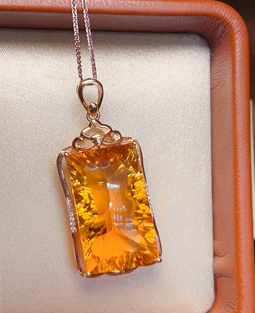 18K gold yellow crystal pendant - 3