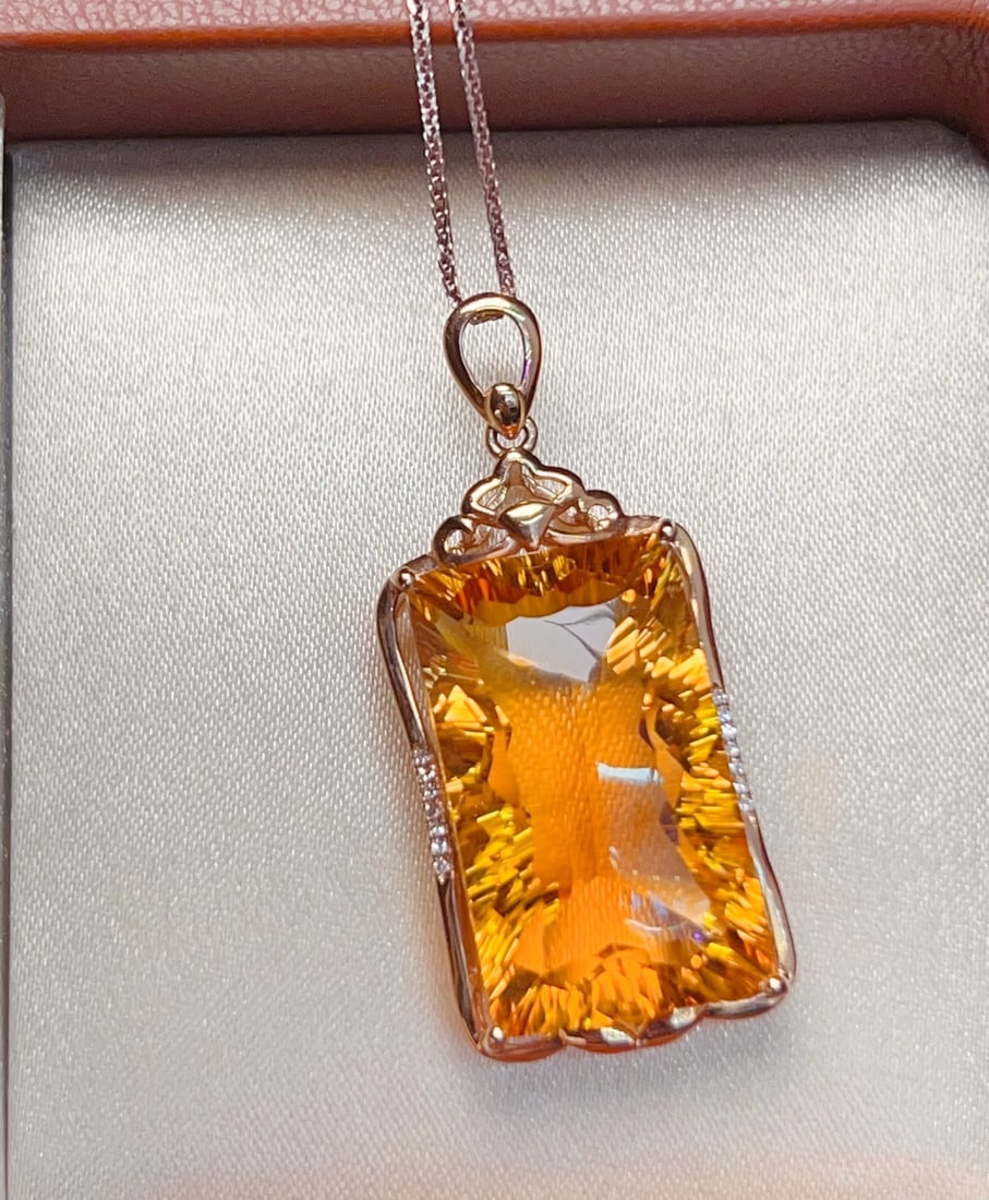 18K gold yellow crystal pendant - 4