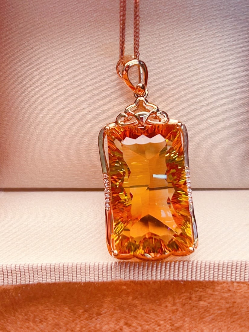 18K gold yellow crystal pendant - 6