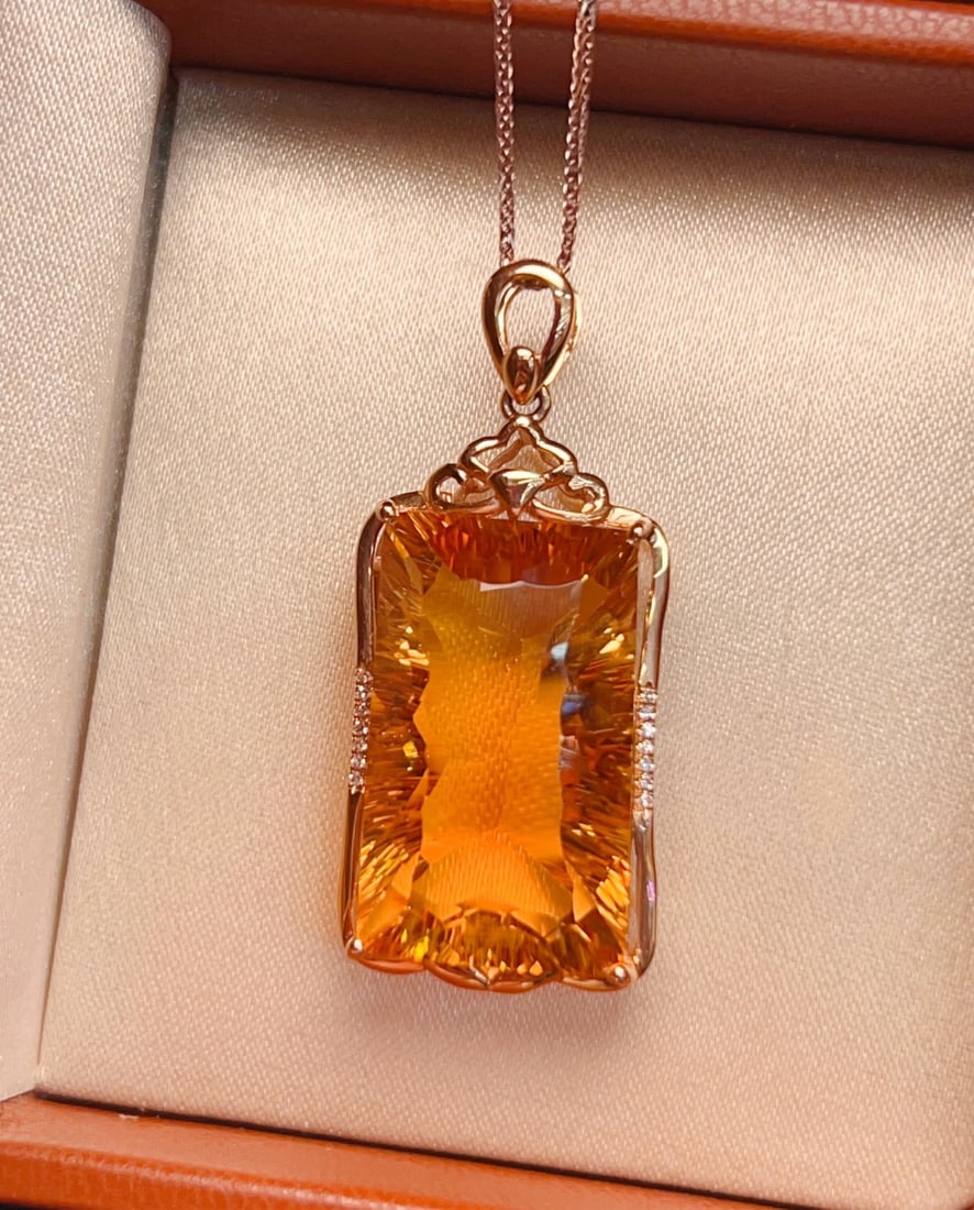 18K gold yellow crystal pendant - 7
