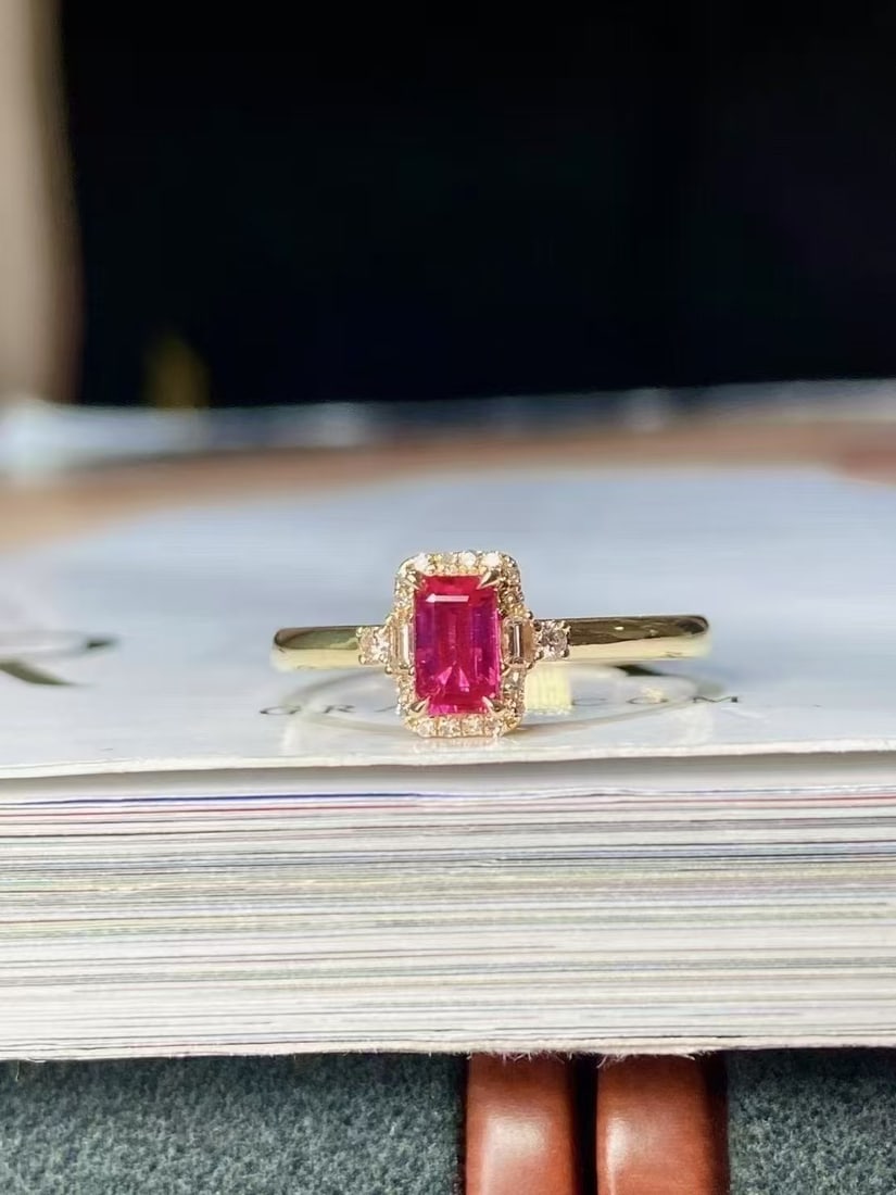 18K gold untreated ruby ring - 2