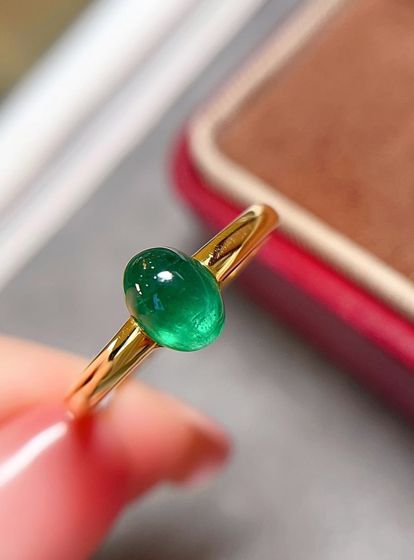 18K gold emerald ring - 2