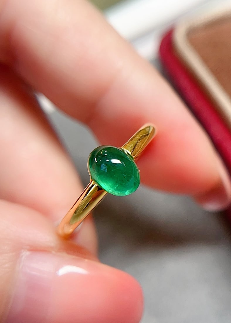 18K gold emerald ring - 5
